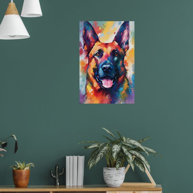 Colorful German Shepherd Art Poster (Living Room 1)
