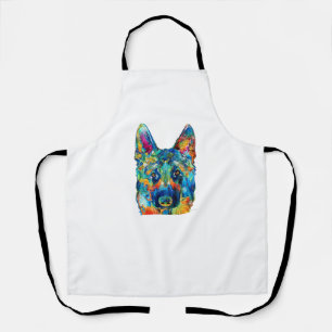 Colorful German Shepherd Dog Art By Sharon Cumming Apron