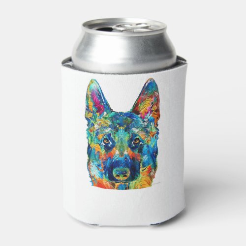 Colorful German Shepherd Dog Art By Sharon Cumming Can Cooler