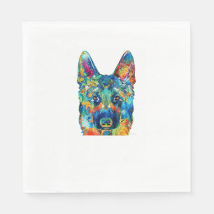 Colorful German Shepherd Dog Art By Sharon Cumming Napkins