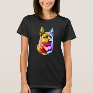 Colorful German Shepherd Dog Dad Mom Owner Pop T-Shirt