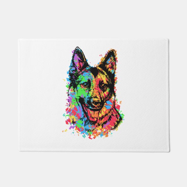 Colorful German Shepherd  Doormat (Front)
