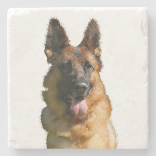 Colorful German Shepherd Marble Coaster