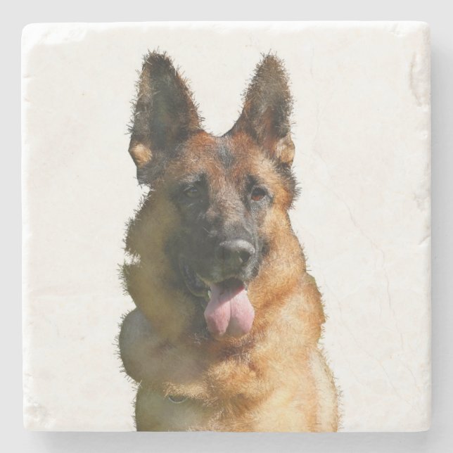 Colorful German Shepherd Marble Coaster (Front)