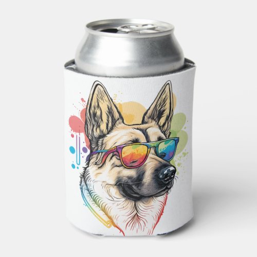 Colorful German Shepherd Pop Art Dad Mom Dog Lover Can Cooler