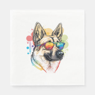 Colorful German Shepherd Pop Art Dad Mom Dog Lover Napkins