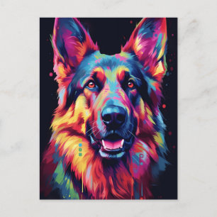 Colorful German Shepherd Postcard