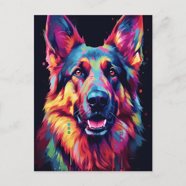 Colorful German  Shepherd Postcard (Front)