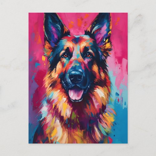 Colorful German Shepherd Postcard