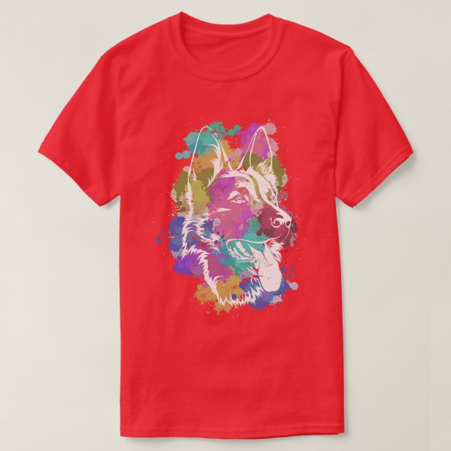 Colorful German Shepherd T-Shirt (Design Front)