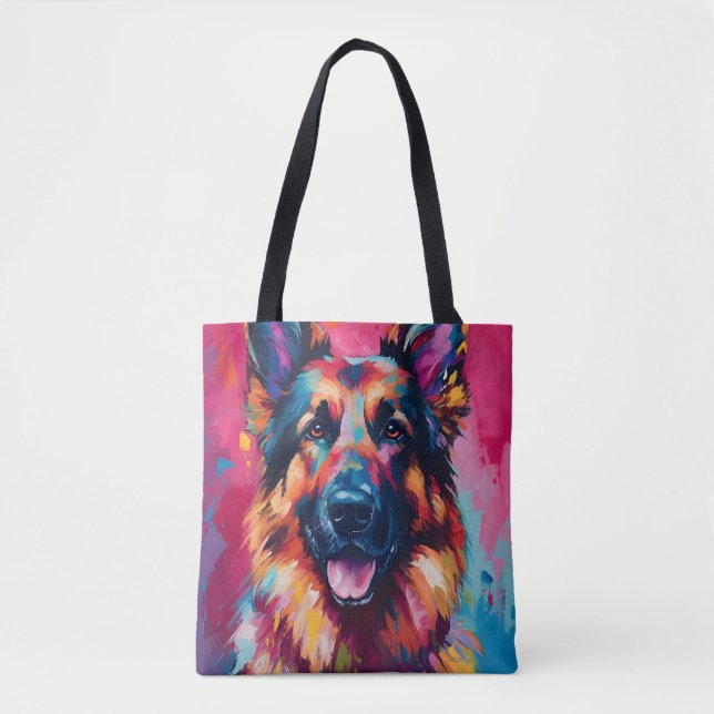 Colorful German Shepherd Tote Bag (Front)