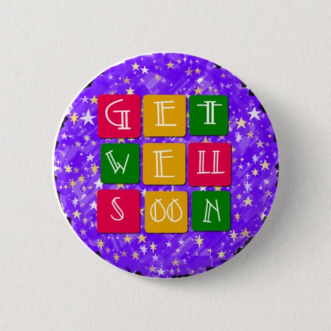 Colorful Get Well Soon Pinback Button (Front)