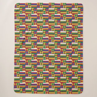 Colorful Ghana Kente Cloth - Traditional Geometric Sherpa Blanket
