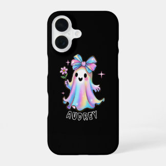 Colorful Ghost Design with Bow and Flower iPhone 16 Case