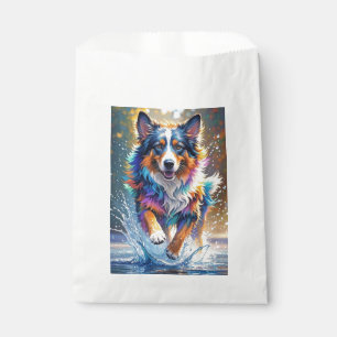 Colorful giant happy playful funny dog, splash favor bag