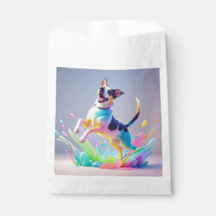 Colorful giant happy playful funny dog, splash favor bag