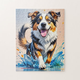 Colorful giant happy playful funny dog, splash jigsaw puzzle