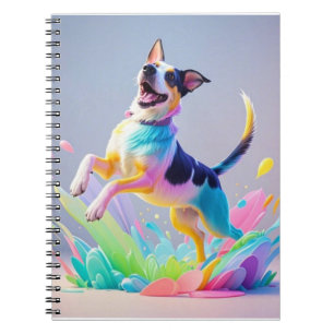 Colorful giant happy playful funny dog, splash notebook
