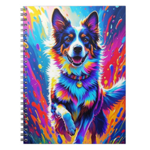 Colorful giant happy playful funny dog, splash notebook