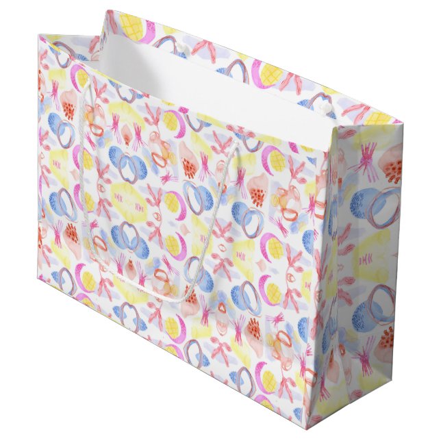 Colorful gift bag featuring a playful design  (Front Angled)