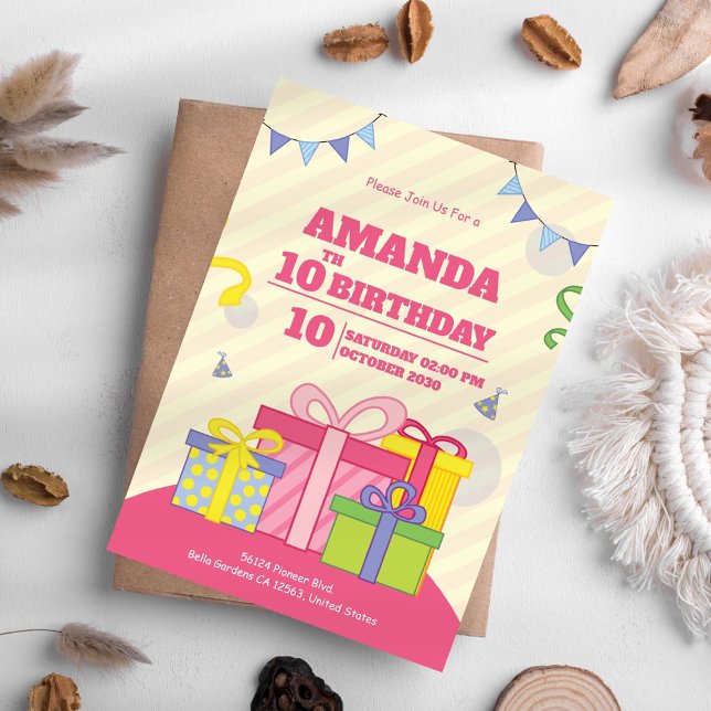 Colorful Gift Box Birthday Invitation (Creator Uploaded)