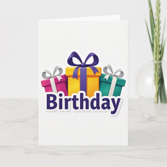 Colorful Gift Boxes Birthday Card (Front)