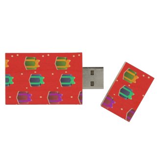 Colorful gift boxes on red