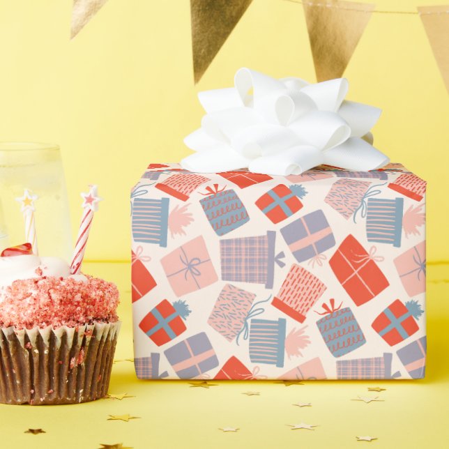 Colorful Gift Boxes Pattern  Wrapping Paper (Birthday Party)