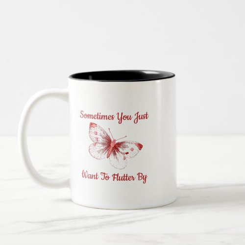 Colorful gift for Girl Maroon Butterfly Two_Tone Coffee Mug