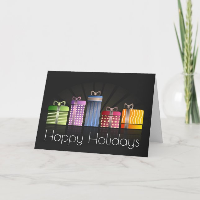 Colorful Gifts Happy Holidays Holiday Card (Front)