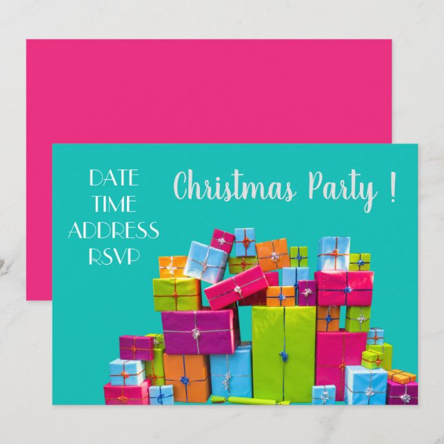 Colorful gifts modern Christmas party Invitation (Front/Back)