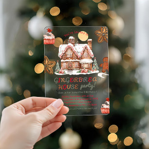 Colorful Gingerbread House Birthday Party Acrylic  Invitations