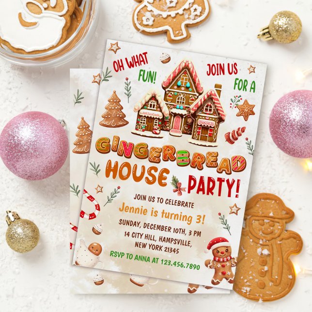 Colorful Gingerbread House Birthday Party  Invitation (Creator Uploaded)