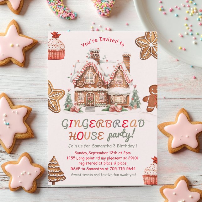 Colorful Gingerbread House Birthday Party Invitation (Creator Uploaded)