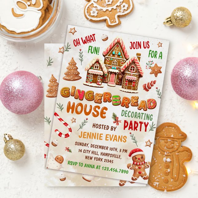 Colorful Gingerbread House Decorating Party Invitation (Creator Uploaded)