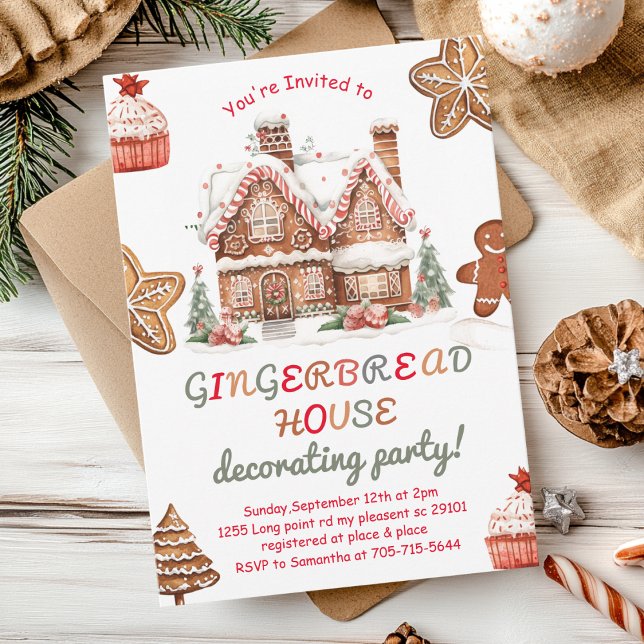 Colorful Gingerbread House Decorating Party  Invitation (Creator Uploaded)