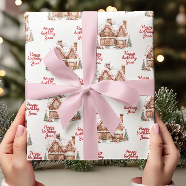 Colorful Gingerbread House Happy Birthday  Wrapping Paper (Creator Uploaded)