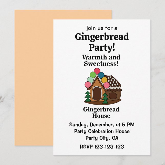 Colorful Gingerbread House Party Invitation (Front/Back)