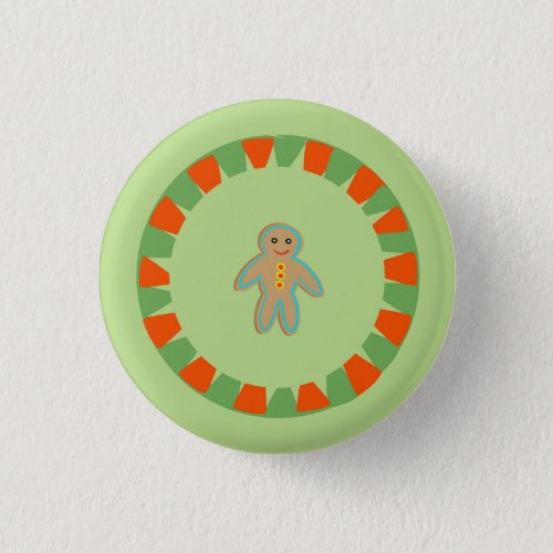 Colorful Gingerbread Man Button