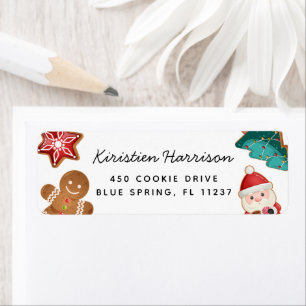 Colorful Gingerbread Santa Christmas Cookies Label