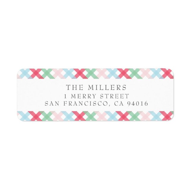 Colorful Gingham Christmas Address Labels (Front)
