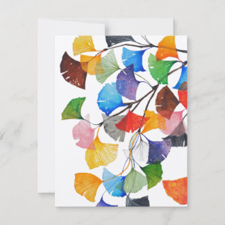Colorful Ginkgo Biloba - Blank Card V2