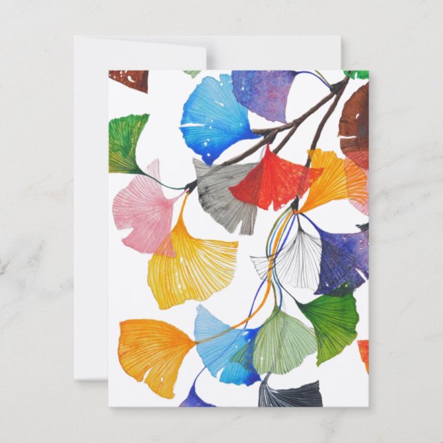 Colorful Ginkgo Biloba - Blank Card V3 (Front)