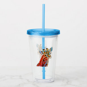Colorful giraffe acrylic tumbler