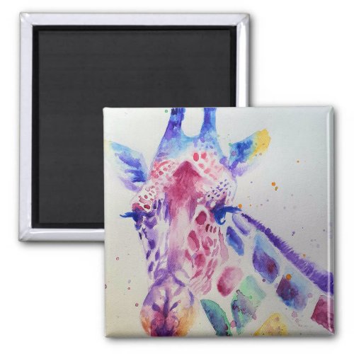 Colorful Giraffe Animal Watercolour Art Design Magnet