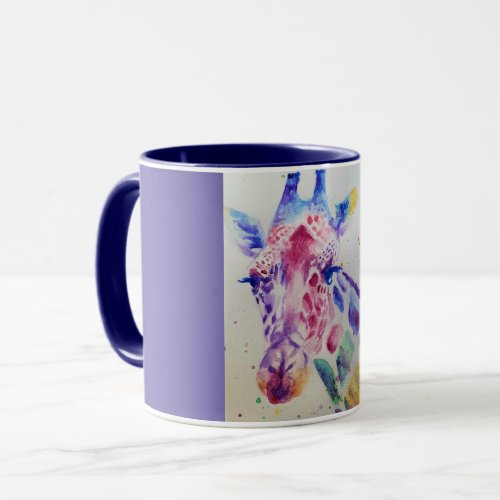 Colorful Giraffe Animal Watercolour Art Design  Mug