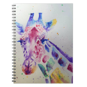 Colorful Giraffe Animal Watercolour Art Design Notebook