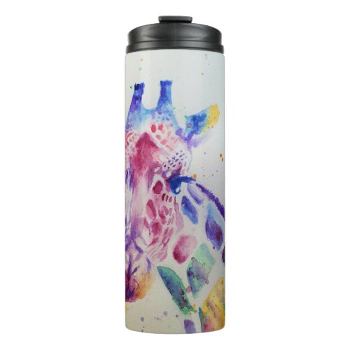 Colorful Giraffe Animal Watercolour Art Design Thermal Tumbler