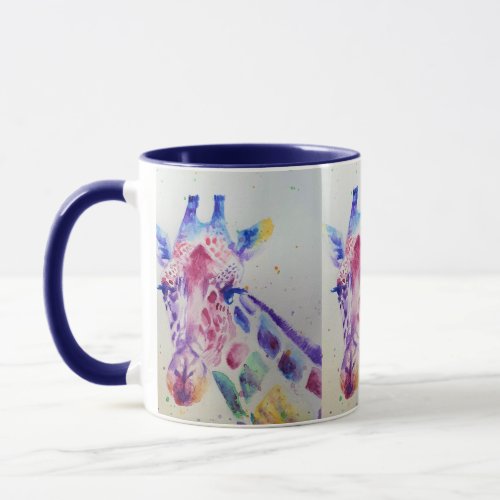 Colorful Giraffe Animal Watercolour Art Design Two Mug