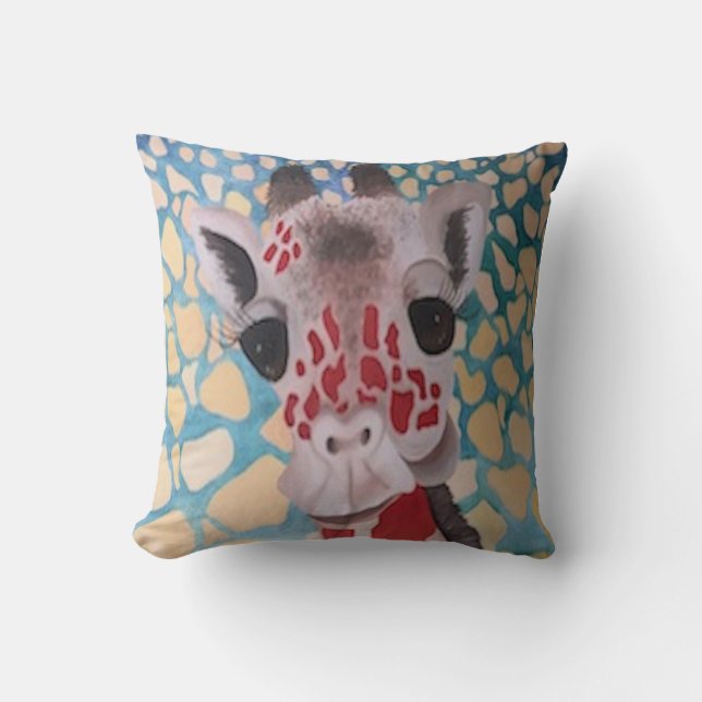 Colorful Giraffe Design Throw Pillow (Front)